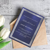 Invitation Bleu marine argent anniversaire