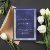 Invitation Bleu marine argent anniversaire