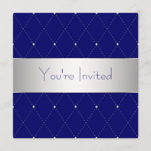 Invitation Bleu marine argenté Soirée d'entreprise
