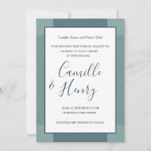 Invitation bleu marine bleu turquoise élégant mariage moderne (Devant)