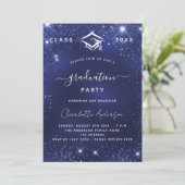 Invitation Bleu marine de la fête de graduation 2025 (Debout devant)
