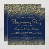 Invitation Bleu marine de la poussière de parties (Devant / Derrière)