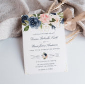 Invitation bleu marine et couleur bleu bleu marine mariage fl