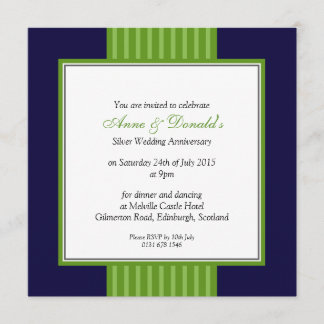 Invitation Bleu marine et fête d'anniversaire chique verte