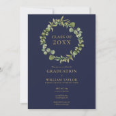 Invitation Bleu Marine et Gold Garland Photo Party (Devant)