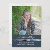 Invitation Bleu Marine et Gold Photo Trunk Party (Devant)