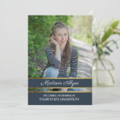 Invitation Bleu Marine et Gold Photo Trunk Party (Debout devant)