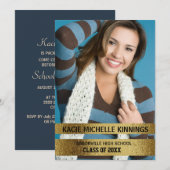 Invitation Bleu Marine et Gold Photo Trunk Party (Devant / Derrière)