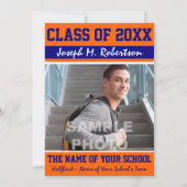 Invitation Bleu marine et manifestation sportive d'obtention (Dos)