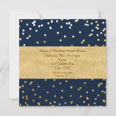 Invitation Bleu marine et or brillant Confetti Points Moderne (Dos)