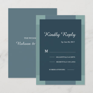 Invitation Bleu marine foncé vert turquoise moderne réponse m
