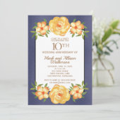 Invitation Bleu marine iridescent pour 10 ans de mariage (Debout devant)