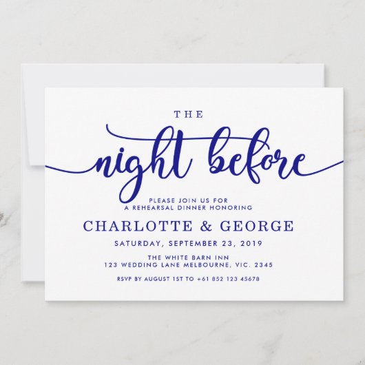 Invitation Bleu marine la nuit avant l'invitation (Devant)