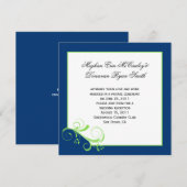 Invitation Bleu marine Lime Green Swirls Post Mariage (Devant / Derrière)