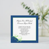 Invitation Bleu marine Lime Green Swirls Post Mariage (Debout devant)