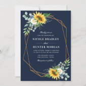 Invitation bleu marine mariage de pivoine blanche de tourneso (Devant)