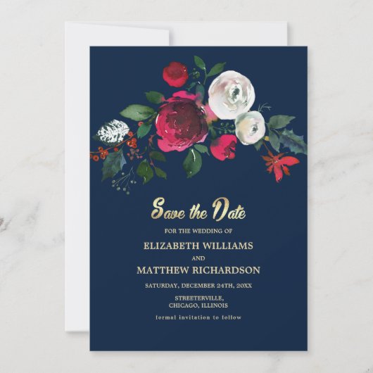 Invitation Bleu Marine | Mariage en Bourgogne Enregistrer la (Devant)