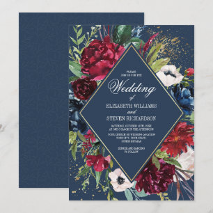 Invitation Bleu Marine   Mariage géométrique Bourgogne