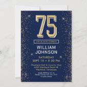 Invitation Bleu marine moderne 75e anniversaire (Devant)
