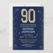 Invitation Bleu marine moderne 90e anniversaire (Devant)