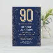 Invitation Bleu marine moderne 90e anniversaire (Debout devant)