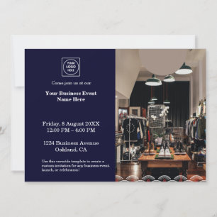 Invitation Bleu Marine Moderne Événement Commercial Profess