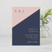 Invitation Bleu marine moderne tout en un Mariage (Debout devant)