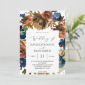 Invitation Bleu marine, orange et Brown automne 2 (Debout devant)