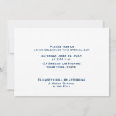 Invitation Bleu marine, pois d'or, photo d'obtention du (Dos)