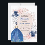Invitation Bleu marine princesse Quinceañera espagnol 15e ann<br><div class="desc">Bleu marine princesse Quinceañera espagnol 15e anniversaire</div>