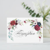 Invitation Bleu Marine | Réception de mariage floral Bourgogn (Debout devant)