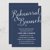 Invitation Bleu Marine | Répétition de calligraphie rustique  (Devant / Derrière)