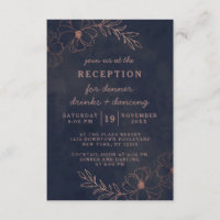 Bleu Marine & Rose Gold Foil Réception de mariage 