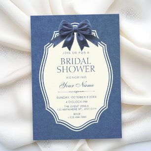 Invitation Bleu marine velours vintage élégant douche de mari