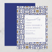 Invitation Bleu Marocain Carrelage Engagement Party Invitatio (Devant / Derrière)