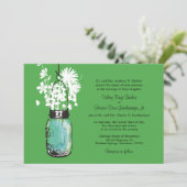 Invitation Bleu Mason Jar avec Mariage Fleur sauvage (Debout devant)