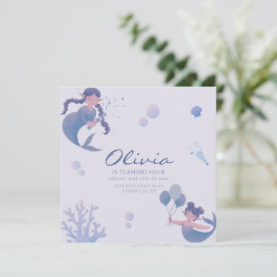 Invitation Bleu mauve traîne sous la mer Anniversaire