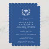 Invitation Bleu MD Caduceus+Laurel Wreath Graduation (Devant / Derrière)