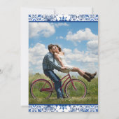 Invitation Bleu Méditerranée Italien Sauvez la Date Photo (Dos)