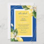 Invitation Bleu méditerranéen et Fête des mariées jaune (Devant)