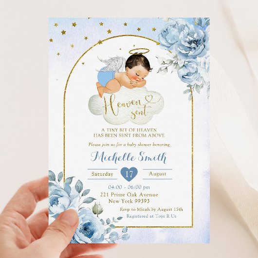 Invitation Bleu Mexicain Petit Ange Ciel Envoyé Baby shower