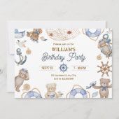 Invitation Bleu mignon anniversaire marin (Devant)
