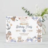 Invitation Bleu mignon anniversaire marin (Debout devant)