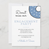 Invitation Bleu mignon Donut Drôle Partie d'engagement (Devant)