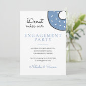 Invitation Bleu mignon Donut Drôle Partie d'engagement (Debout devant)