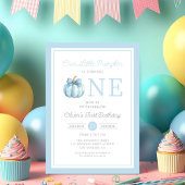 Invitation Bleu mignon Notre petit garçon Citrouille 1er anni