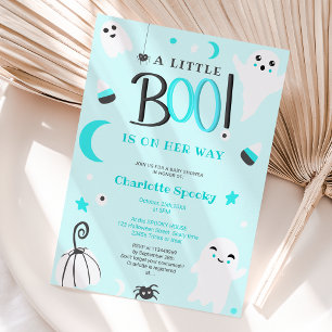 Invitation Bleu mignon pas éffrayant Halloween baby shower bo