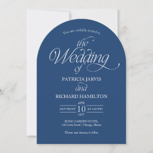 Invitation Bleu Minimaliste Arche Mariage Élégant Photo