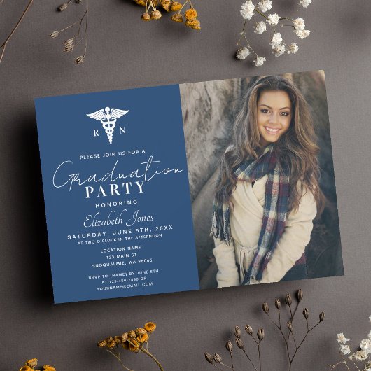 Invitation Bleu minimaliste et aquarelle