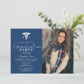 Invitation Bleu minimaliste et aquarelle (Debout devant)